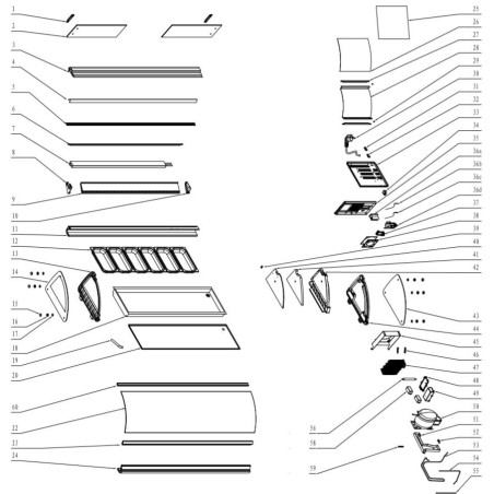 Vitre Porte Vitrine RTS-83L 1.1.E.E2.10.54 555x200mm Détail 2