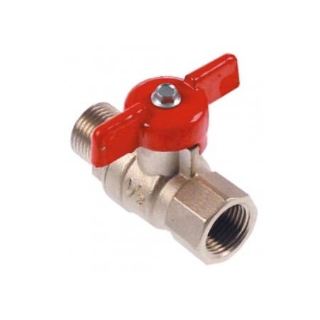 válvula de bola empalme 1/2" H - 1/2" M DN15 longitud 56mm
