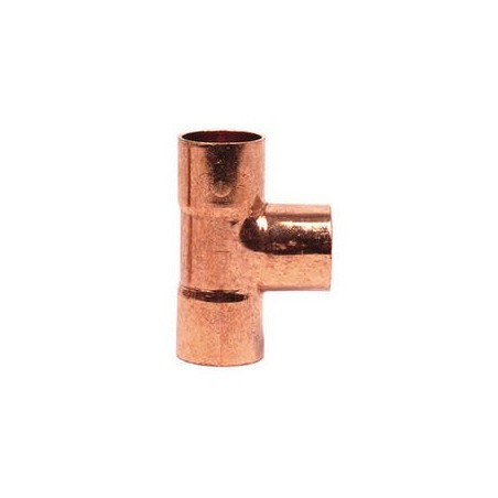 Copper T-piece union 3/8" female-female interior diameter 10mm length 33mm