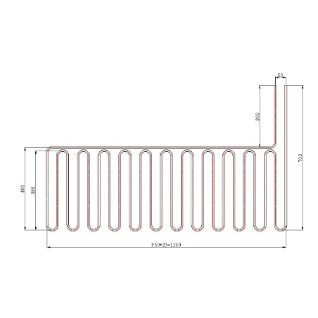 Evaporator for Cold Plate Model 1 Copper Tube 400x1150mm