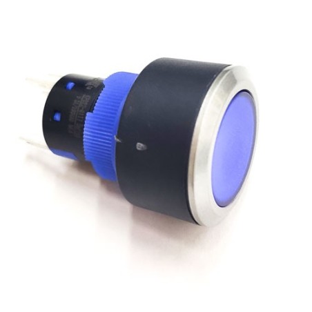 Interruptor Pulsante azul  IP65 ONPOW LAS1-AWY-11ZT LAS1-A  5A 220VAC 5 Terminales Ozti 6232.00011.42 9099.00011.42