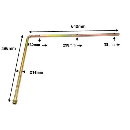Tubo de alimentação gás 1/2 polegada 3 torneiras Ø16mm 485x640mm HGT