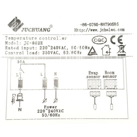 Termostato Digital JUCHUANG  JC-820E  2 sondas 220-240VAC