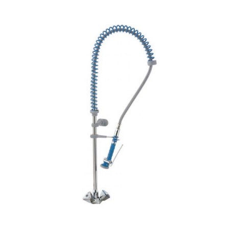 Dual water shower for dishware with vertical faucet