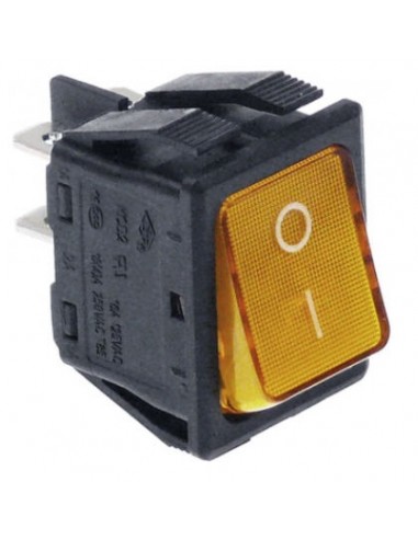 interruptor basculante 30x22mm naranja 2NO 250V 16A iluminado 0-I empalme conector Faston 6,3mm 301002 12037293
