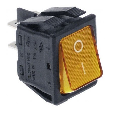 interruptor basculante 30x22mm naranja 2NO 250V 16A iluminado 0-I empalme conector Faston 6,3mm 301002 12037293