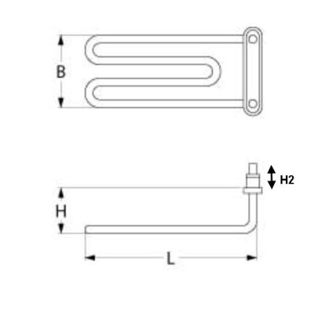 Resistencia 2000W 230V espirales 1 brida 80x29mm L 280mm empalme M4 Marchef BYM T.ISISAN TSE 31.19 R5115
