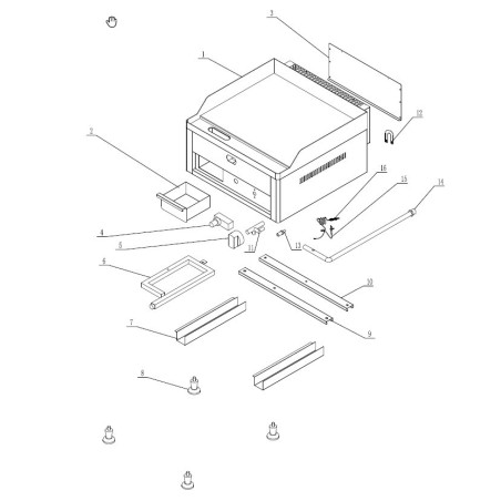 Grease Collection Drawer Stainless Steel Plate GG-400 128x128x55mm