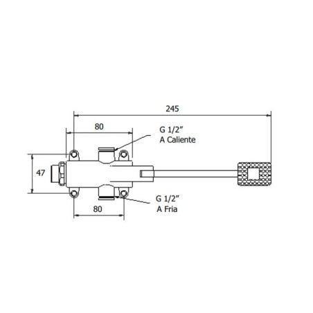Pedal faucet self-mixer for two waters, Economic model. Floor mounted.