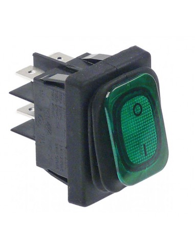 interruptor basculante 30x22mm verde 2NO 230V 16A Prot. Goma 345645