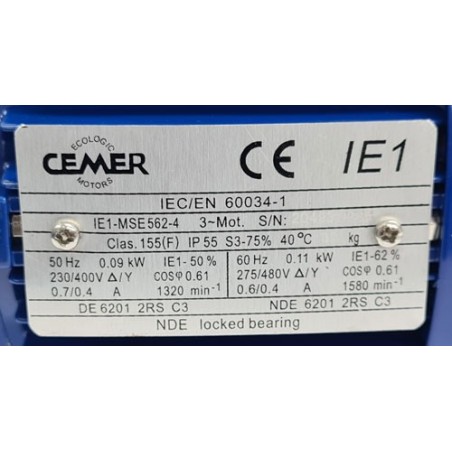 Motor Cemer Assador MCM MR/GP 4300048 IE1-MSE562-4