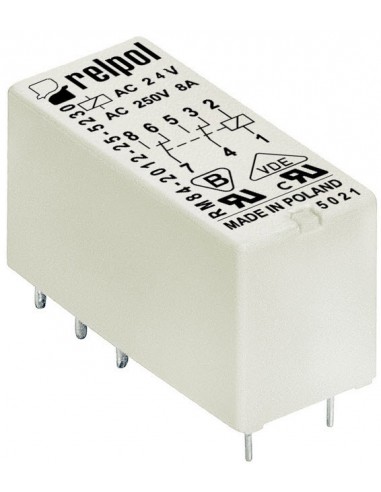 Relé Relpol para circuito impreso AC24V  220V 8A 6231.00001.20  RM84-2012-25-5024