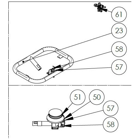 Junta da porta do forno DRNKU despiece 64 com 6 ganchos de fixação 1400mm Largura 10mm Altura 13mm
