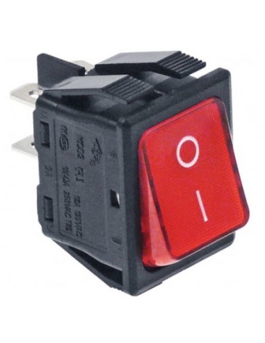 interruptor basculante 30x22mm rojo 2NO 250V 16A iluminado 0-I 301001