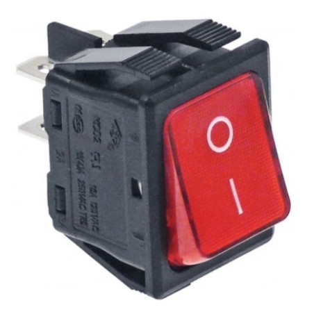 interruptor basculante 30x22mm rojo 2NO 250V 16A iluminado 0-I 301001