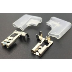 Connecteur Faston femelle taille 6,3 mm en L avec gaine 20 pièces