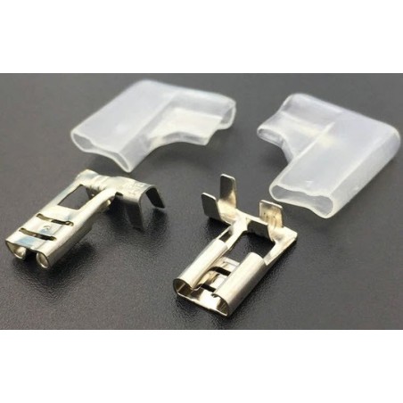 Connecteur Faston femelle taille 6,3 mm en L avec gaine 20 pièces