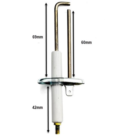Electródo de encendido longitud brida 40mm anchura brida 20mm Horno Pizza Venarro