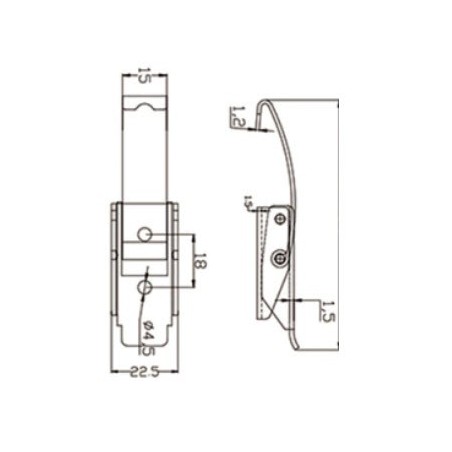 Long lever latch in stainless steel HLP-20