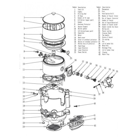 Stainless Steel Chocolate Tank CH-5 CH-10 breakdown 11