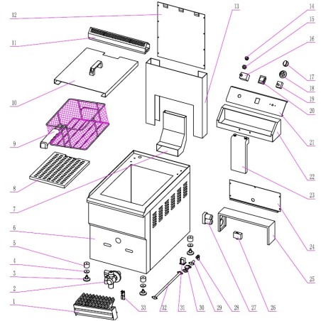 Buse raccord friteuse GF Distance entre les trous de perçage 29mm H56mm Ø11mm