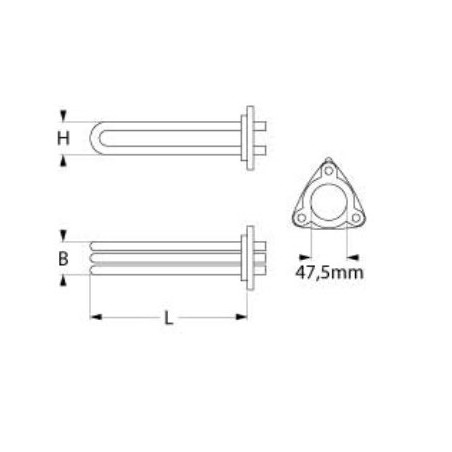 résistance 4500W 230V montage ø 47,5mm spirales 419032 1GEL7F640003 465.010.13 150023