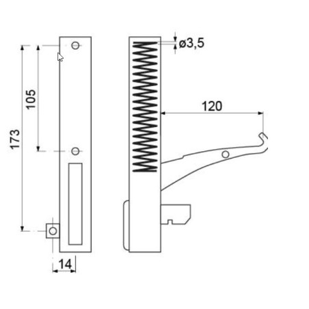 bisagra para horno distancia de sujeción 173mm 700006