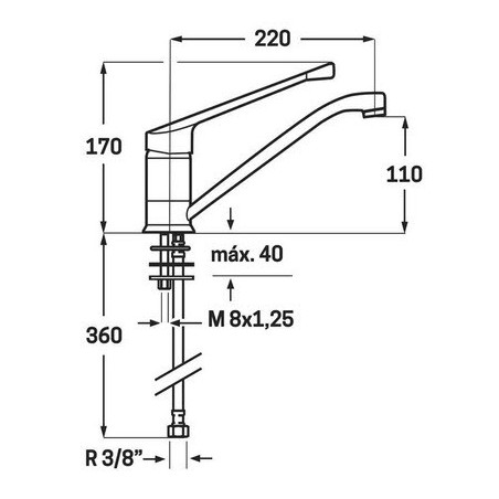Grifo Monomando Repisa Sanitario