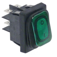 interruptor basculante 30x22mm verde 2NO 230V 20A iluminado 0-I