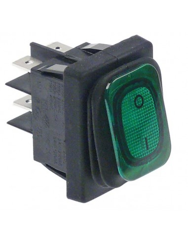 interruptor basculante 30x22mm verde 2NO 230V 20A iluminado 0-I 347791