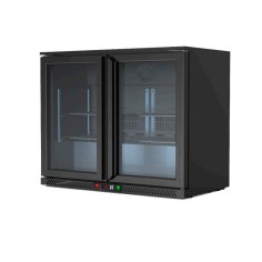 Black Refrigerated Countertop Cabinet 2 Swing Doors Glass RB-220H