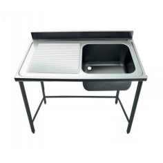 Évier industriel 1200x600mm avec égouttoir à gauche cuve 500x400x250mm avec plan de travail