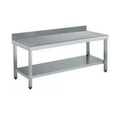 Welded wall table with shelf 2000x600mm STAINLESS STEEL AISI 304