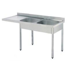 Fregadero lavavajillas 1400x600mm Escurridor Izquierda 2 Senos 400X400x250mm