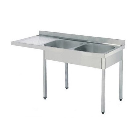 Pia de lava-louças 1600x600mm Escorredor Esquerda 2 Cubas 400X500x250mm