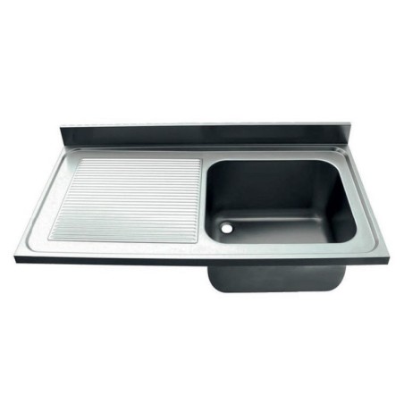 Évier industriel 1200x600mm avec égouttoir gauche cuve 400x400x250mm