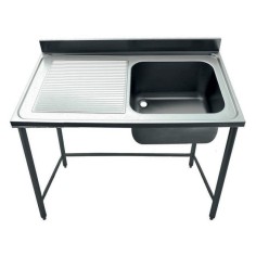 Fregadero Industrial 1400x600mm Escurridor Izquierda Seno 400x500x250mm Con Bancada