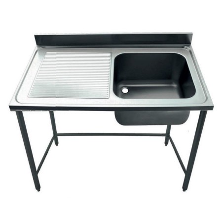 Pia Industrial 1500x600mm Escorredor à Esquerda Seno 400x500x250mm Com Bancada