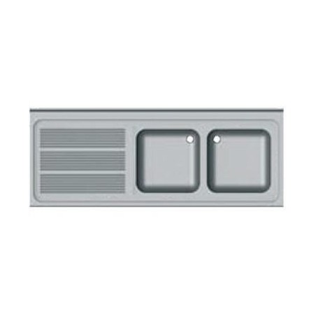 Industrial Sink 1400x600mm Left Drainboard 2 Bowls 400x400x250mm