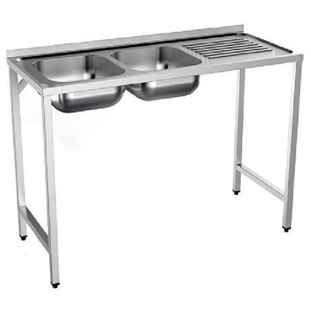 Semi-industrial Sink 1350x500mm Right Drainboard 2 Bowls 340x365x150mm With Countertop