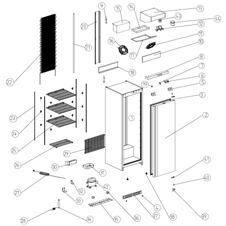 Evaporador Armario BC400 360X180x200mm Ancho -fondo-alto Lamas 5mm Despiece 15 SKC-2-101-0090-0