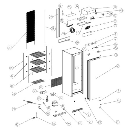 Évaporateur Armoire BD600 BD600G 520x180x200mm Largeur - profondeur - hauteur Lattes 5mm Détail 15 - 14 SKC-2-101-0087-0