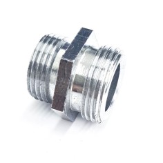 Conector duplo macho rosca 1/2" - M22 passo 1,5   L23mm Entre faces 24mm