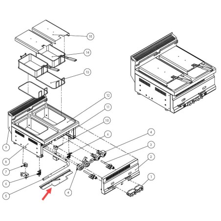 Mertik support panel stainless steel fryer Turhan series 600