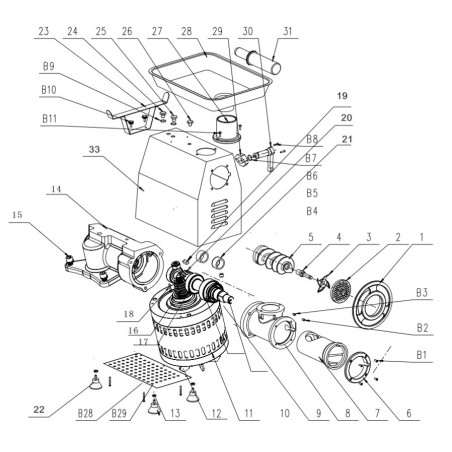 Picadora de carne MG-32 Acero Inoxidable