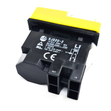 Interrupteur poussoir KJD-020-2 dimension de montage 45x22mm noir-blanc Succo 4 connecteurs