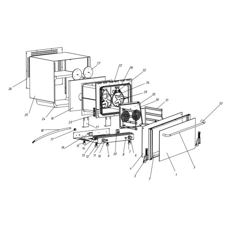 Panneau de porte de four CO-4F pour dimensions extérieures 355x465mm Détail numéro 28