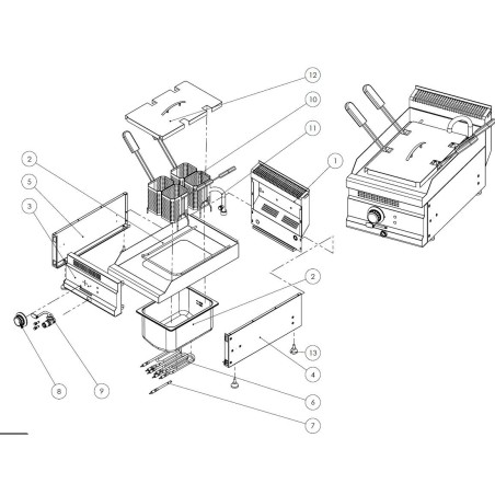Resistência 2500W 220V Cozinha de Massa Turhan TC.6ME400 M13 L290x46mm
