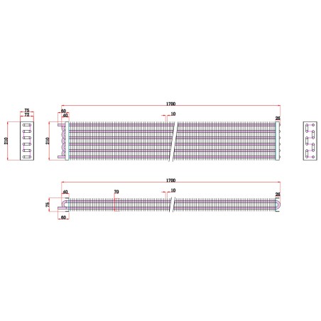 Copper Tube Evaporator 2x6 elements 12.8mm size 1700mm Between Fins 10mm