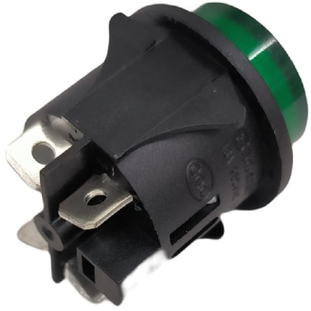 Bouton de montage ø 25mm vert 2NO 250V 16A Longueur totale 33mm